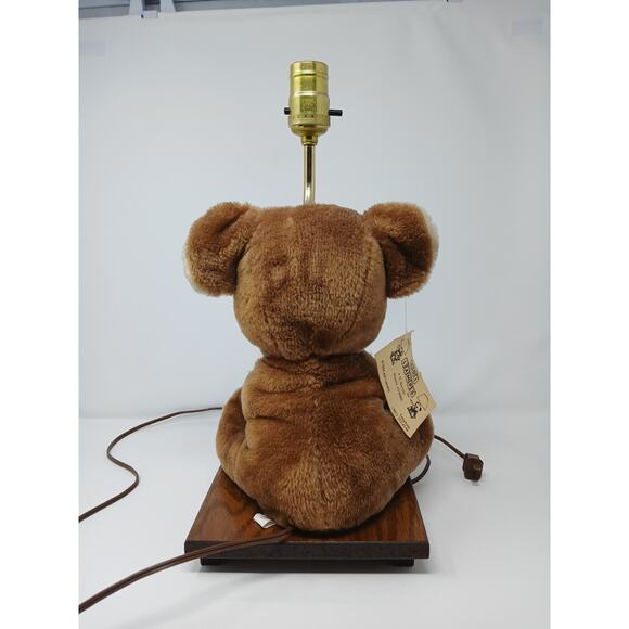 vintage 80’s ADI Brown Teddy Bear Nursery Table Lamp Plush Musical Animal - Picture 7 of 16